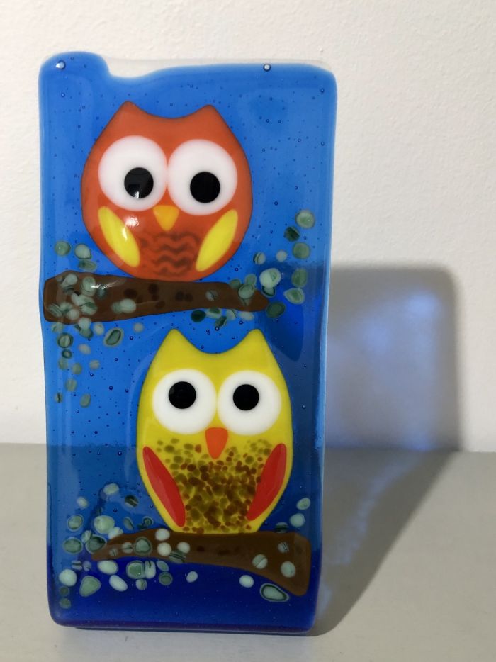 finished glass owls